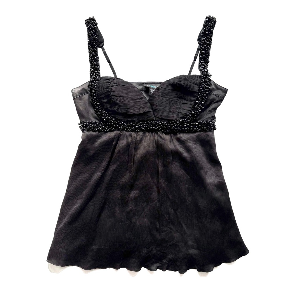 vintage 100% silk beaded babydoll top whimsical goth size small